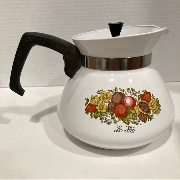 Corning Ware P-104 Spice of Life 6 cup Teapot with Lid - Le The Corningware vtg - Picture 3 of 11